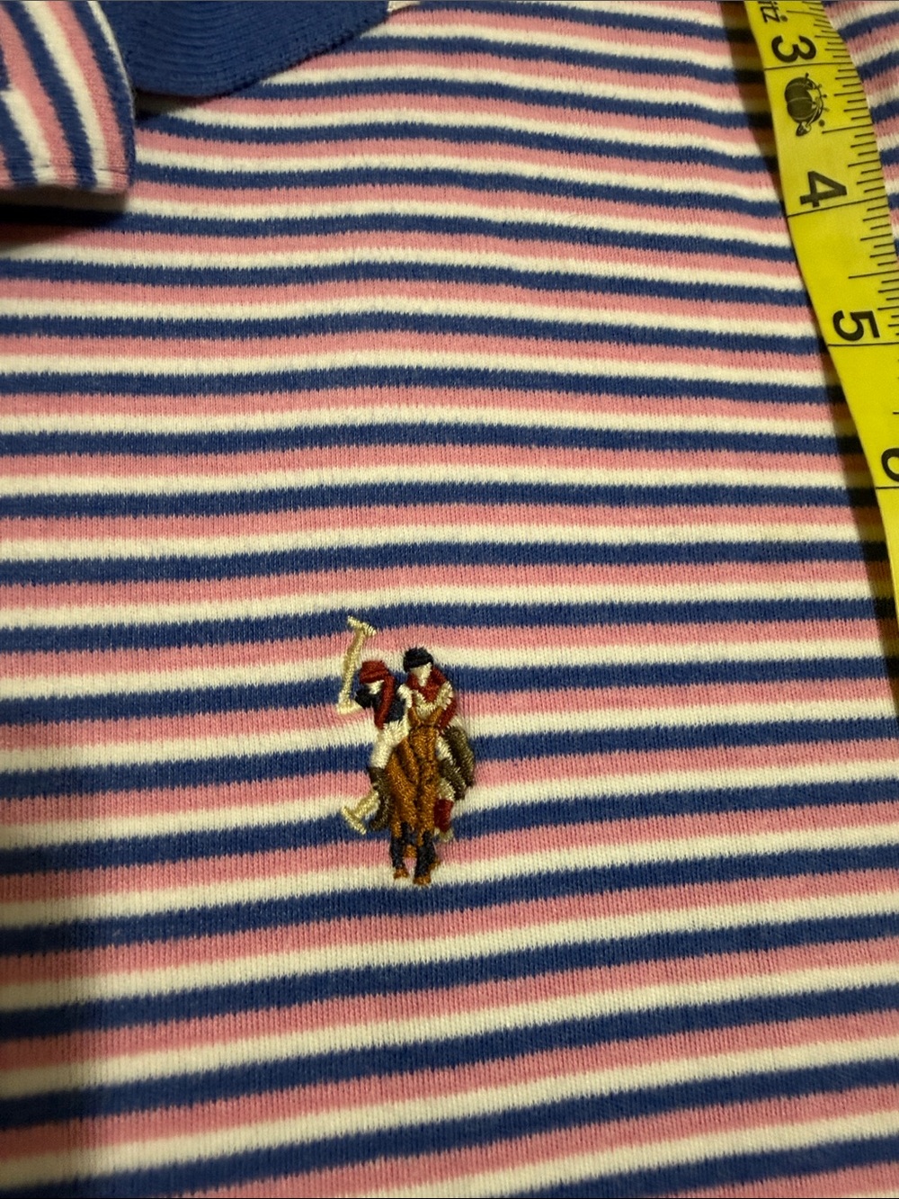 U.S. Polo Assn. Blue & White Striped Men’s Polo with Contrast Collar - Picture 4 of 7